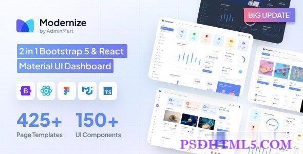 Modernize v3.0 - Bootstrap 5 & React MUI 管理仪表板-尚睿切图网