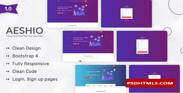 Aeshio - 加密货币HTML5模板  