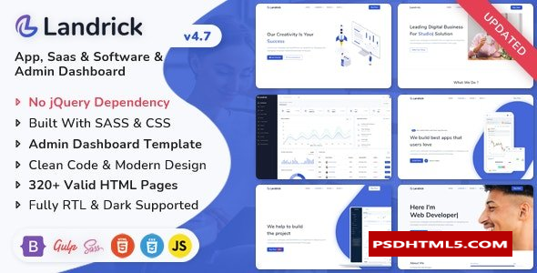 Landrick v4.7 - Saas & Software Multipurpose Landing Page & Admin Dashboard Template  