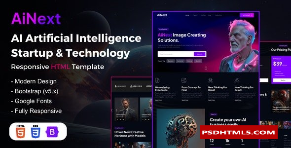 AiNext - 人工智能机构& 初创公司HTML模板  