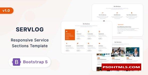 Servlog - Bootstrap 5 Service &; Features Section Template  