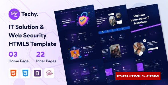 Techy - IT解决方案与网站安全HTML5模板  