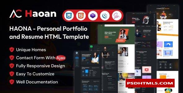 HAONA - 个人作品集与简历HTML模板
