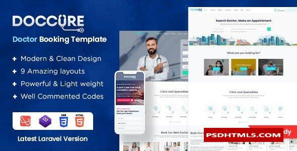 Doccure v1.7.6 - Clinics and Doctors Online Appointment Booking Laravel Template (Laravel + Html)  