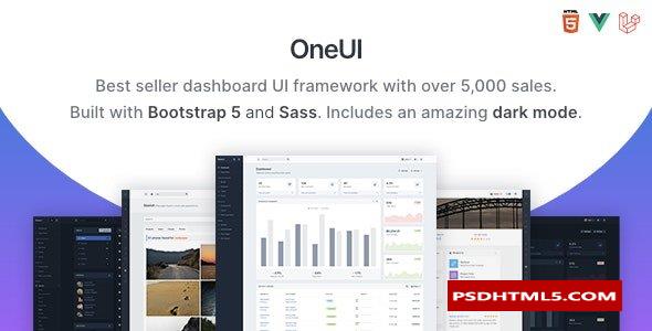 OneUI v5.9 - Bootstrap 5管理仪表盘模板，Vue版& Laravel 11入门套件  