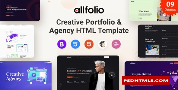 Allfolio – 创意作品集与；机构 HTML模板-尚睿切图网