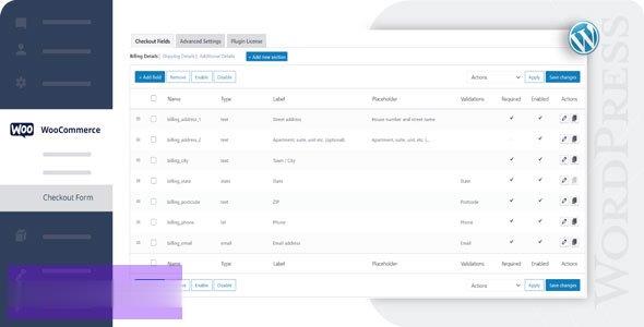 WooCommerce v3.6.2的Checkout字段编辑器 -尚睿切图网