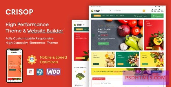 Crisop v1.0.8-Elementor杂货店；Food WooCommerce主题 -尚睿切图网