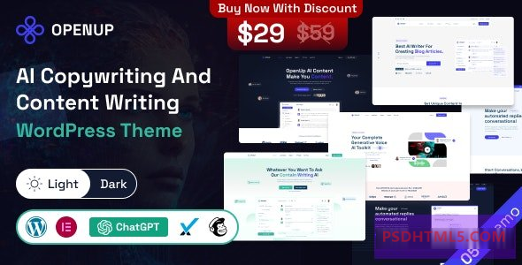 Openup v1.0.7-AI内容编写器；AI应用WordPress主题 -尚睿切图网