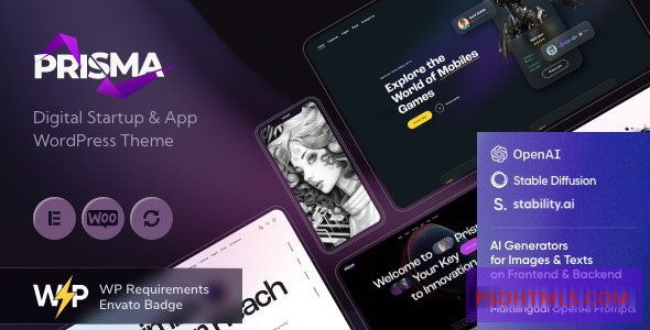 Prisma v1.0-数字创业；应用WordPress主题+AI -尚睿切图网