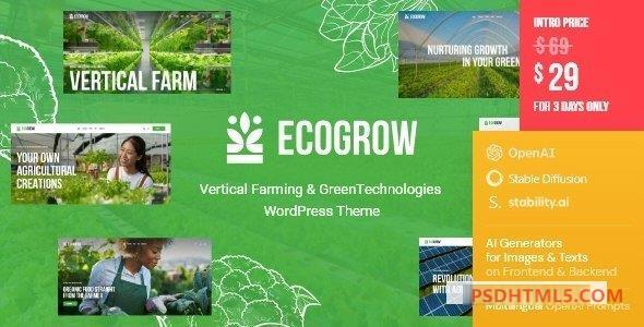 EcoGrow v1.0-垂直农业；绿色科技WordPress主题+AI -尚睿切图网