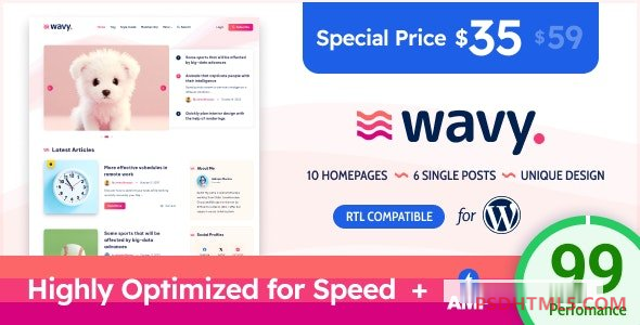 Wavy v1.5.0-现代&amp；WordPress的轻量级博客 -尚睿切图网