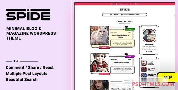 Spide v1.0.4-个人博客；杂志WordPress主题 -尚睿切图网