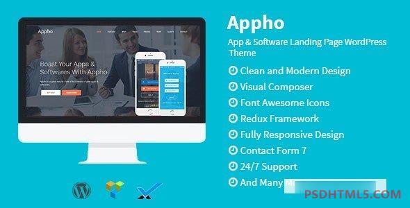 Appho v1.3-应用程序；软件登录页WordPress主题 -尚睿切图网