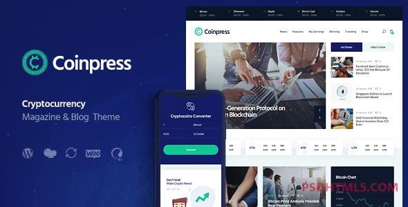 Coinpress v1.0.10-ICO加密货币杂志&amp；博客WordPress主题 -尚睿切图网