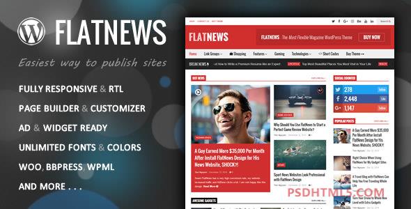 FlatNews v5.7–响应式杂志WordPress主题 -尚睿切图网