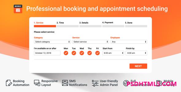 Bookly PRO v8.1–预约和日程安排软件系统&raquo；高级脚本、插件和；手机 -尚睿切图网