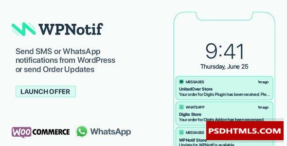 WPNotif v2.9.5-WordPress短信和；WhatsApp通知；高级脚本、插件和；手机 -尚睿切图网