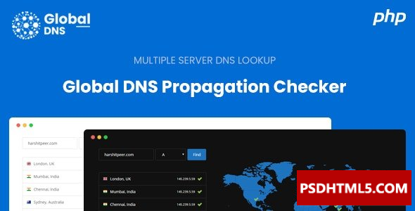 Global DNS v2.8.0-多服务器-DNS传播检查器-PHP-为空；高级脚本、插件和；手机 -尚睿切图网