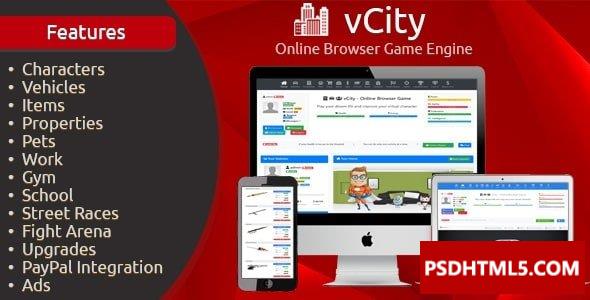 vCity v2.8-在线浏览器游戏平台；高级脚本、插件和；手机 -尚睿切图网