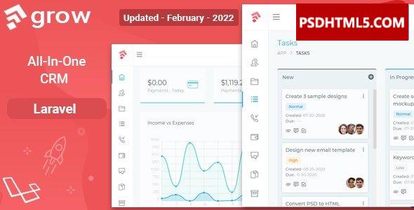 Grow CRM v2.5-Laravel项目管理-空；高级脚本、插件和；手机 -尚睿切图网