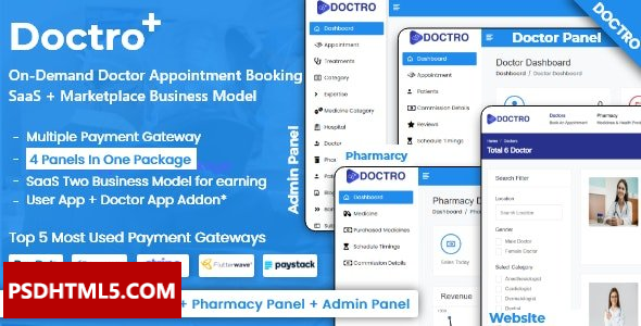 Doctro v6.0-按需医生预约SaaS市场商业模式-已取消；高级脚本、插件和；手机 -尚睿切图网