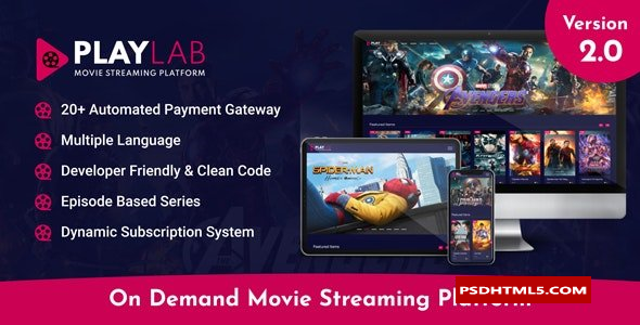 PlayLab v2.8-点播电影流媒体平台-空；高级脚本、插件和；手机 -尚睿切图网