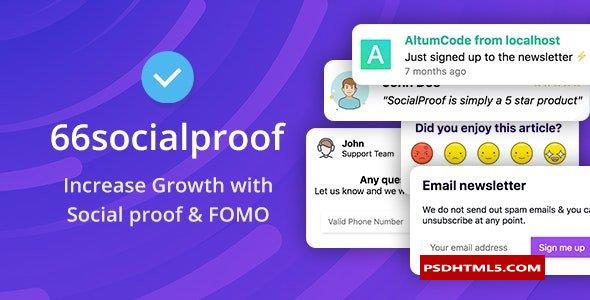 66socialproof v35.0.0-社会认同与；FOMO小部件通知（SAAS）-为空；高级脚本、插件和；手机 -尚睿切图网