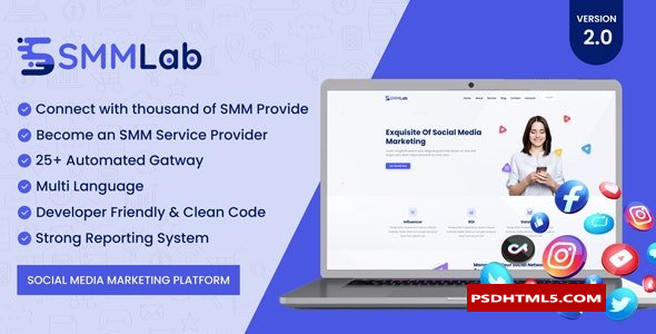 SMMLab v2.3-社交媒体营销SMM平台-空；高级脚本、插件和；手机 -尚睿切图网