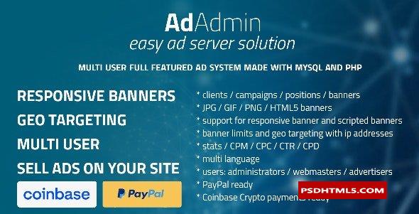 AdAdmin v4.2.7-简单的全功能广告服务器；高级脚本、插件和；手机 -尚睿切图网