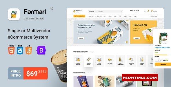 Farmart v1.21.5-单供应商或多供应商Laravel电子商务系统-null；高级脚本、插件和；手机 -尚睿切图网