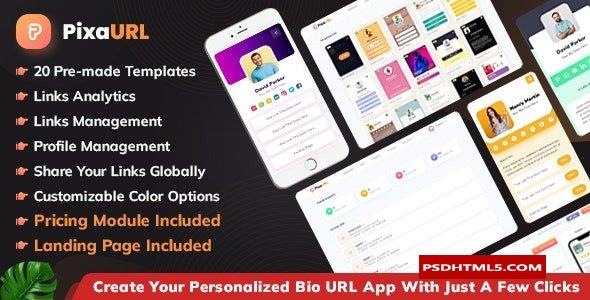 PixaURL v2.3-运行自己的SaaS平台，用于构建生物URL、迷你网站、数字卡&raquo；高级脚本、插件和；手机 -尚睿切图网