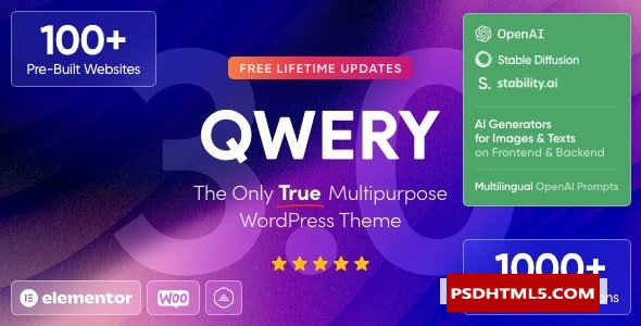 Qwery v3.3.0-多用途商务WordPress；WooCommerce主题+聊天GPT -尚睿切图网