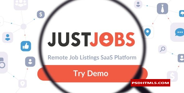 JustJobs v1.1.0-远程作业列表SaaS平台-空；高级脚本、插件和；手机 -尚睿切图网