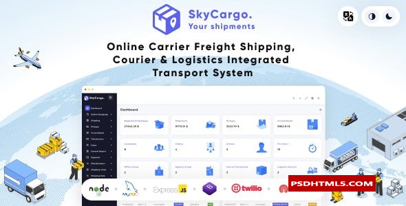 SkyCargo-货运、快递服务和物流的综合运输系统；高级脚本、插件和；手机 -尚睿切图网