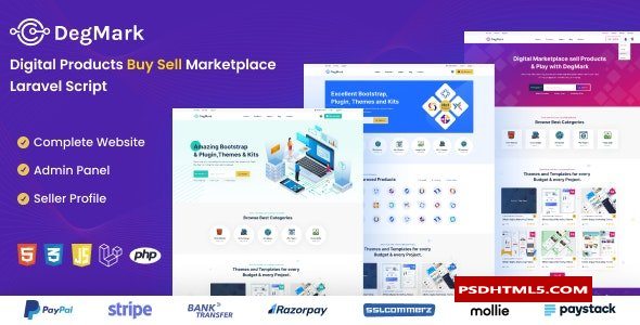 DegMark v1.2.0-数字产品买卖市场Laravel脚本；高级脚本、插件和；手机 -尚睿切图网