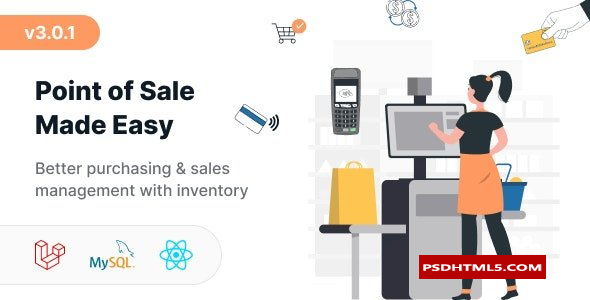 POS v3.0.1-带库存管理系统的终极POS系统-销售点-React JS-Laravel POS；高级脚本、插件和；手机 -尚睿切图网
