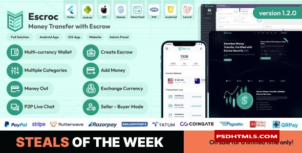 Escroc v1.2.0-带托管的汇款完整解决方案-已清零&raquo；高级脚本、插件和；手机 -尚睿切图网