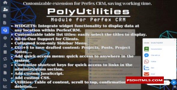 PolyUtilities for Perfex CRM v1.0.8-快速访问菜单、自定义JS、CSS等；高级脚本、插件和；手机 -尚睿切图网