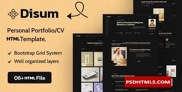 Disum-个人作品集HTML模板 -尚睿切图网