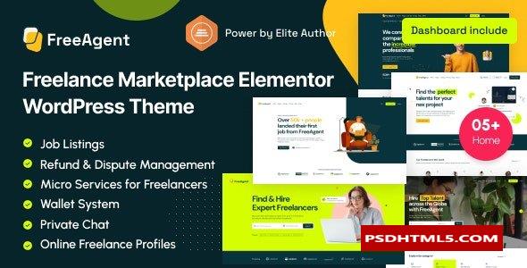 FreeAgent v2.0.4-自由职业者市场Elementor WordPress主题 -尚睿切图网