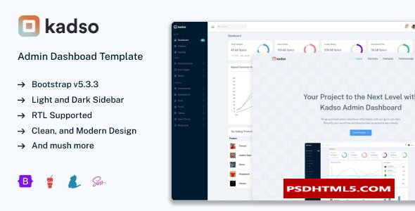 Kadso-响应式Bootstrap 5管理UI工具包 -尚睿切图网