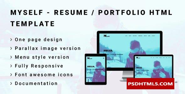 MYSELF-简历或作品集HTML模板 -尚睿切图网