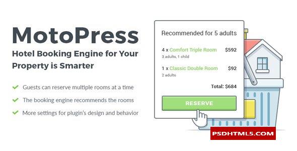 MotoPress酒店预订5.0.2；高级脚本、插件和；手机 -尚睿切图网