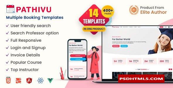 Pathivu v1.4.3-多用途预订管理模板（HTML+Laravel+Vue+Angular+React） -尚睿切图网