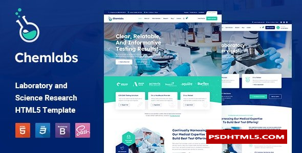 化学实验室-实验室和；科研HTML5模板 -尚睿切图网