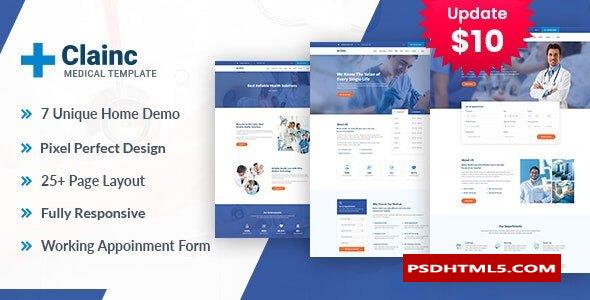 Clainc–健康和医疗HTML模板 -尚睿切图网