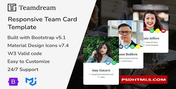 Teamdream-响应式团队卡片引导模板 -尚睿切图网