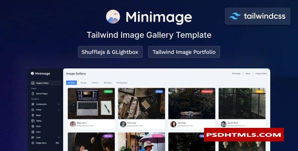 Minimage - Tailwind Image Gallery Setup HTML Template