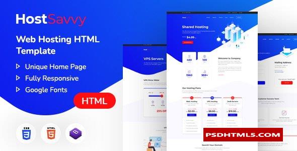 HostSavvy - Web Hosting HTML Template